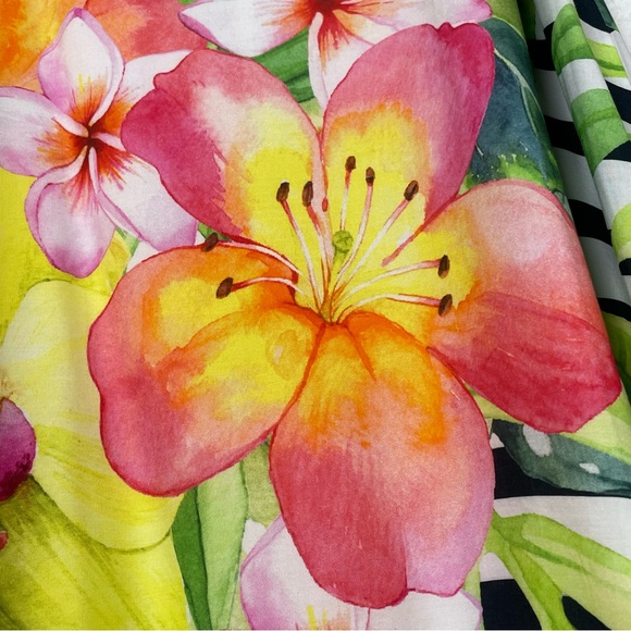 CARTISE White & Black Stripe Floral Sleeveless High Low Dress NWT - Picture 7 of 16